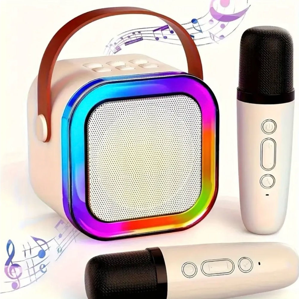 Portable Bluetooth Speaker with RGB Lights, Off White, NEW
